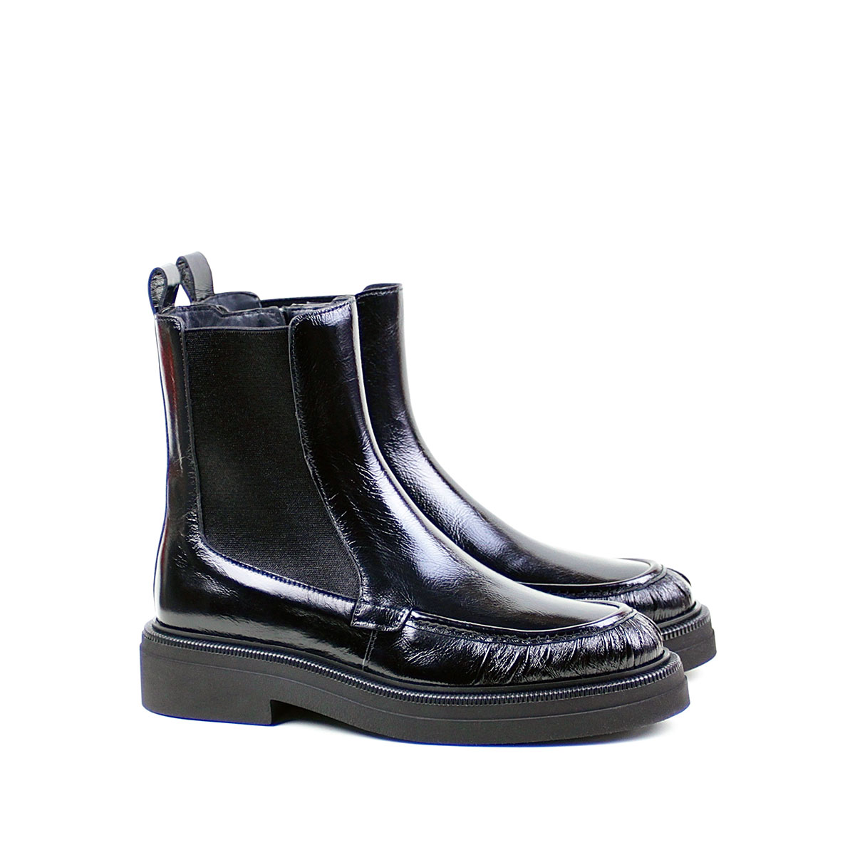 Homer's Lackstiefelette schwarz